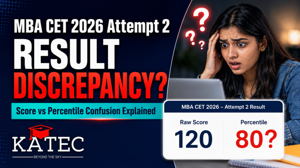 MBA CET 2026 Attempt 2 result discrepancy and score vs percentile confusion explained by KATEC