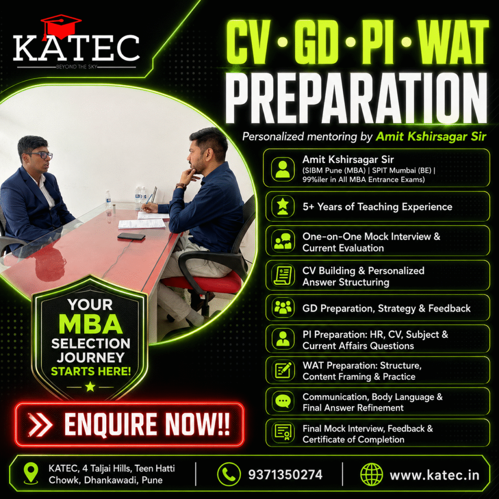 Cv Resume, Group Discussions, Group Exercises, Personal Interviews, Written Ability Tests Preparation at KATEC Pune