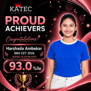 Harshada Ambekar BBA CET 2026 result 93 percentile KATEC Pune