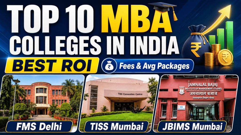 Top 10 MBA Colleges in India in terms of Return on Investment (ROI) - Fees and Average Packages​